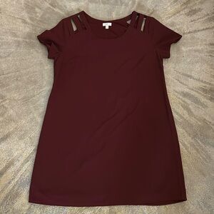 Short Sleeve Burgundy Mini Dress- Large